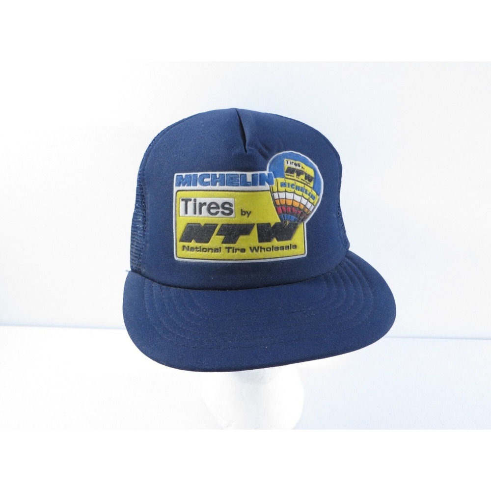 Vintage Michelin NTW Tires Blue Foam‎ Mesh Trucker Snapback Hat Hot Air Balloon